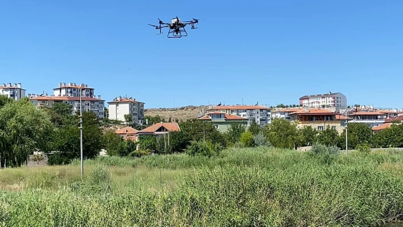Gülşehir'de Haşerata Karşı Drone İle İlaçlama Yapıldı