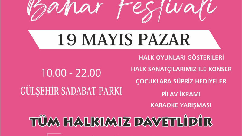 Mantarkaya Bahar Festivali 19 Mayıs Pazar Günü Yapılacak