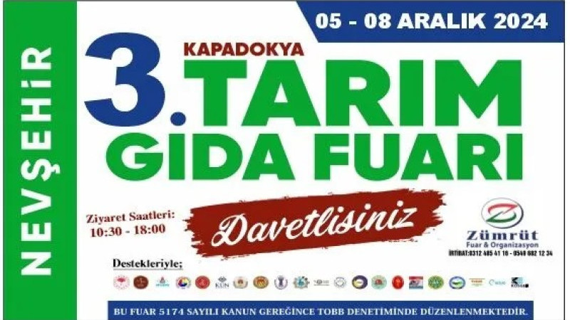 3. Kapadokya Tarım Gıda Fuarı İleri Bir Tarihe Ertelendi