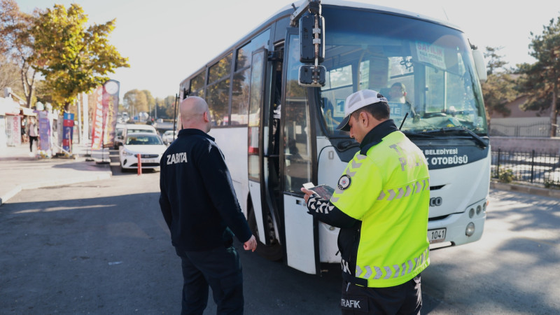 Nevşehir'de Zabıta ve Polis Halk Otobüslerini Denetledi