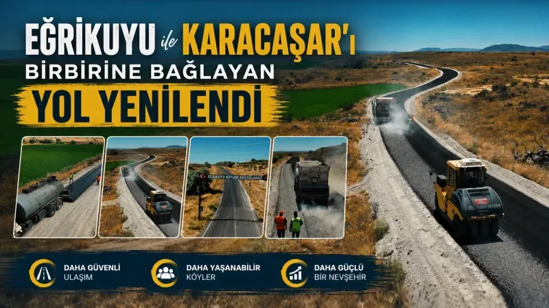 Eğrikuyu - Karacaşar Yolunda Sathi Kaplama Tamamlandı